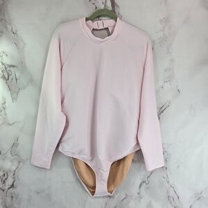 J Crew One Piece Pink Rash Guard Ruched Bikini Full Coverage Swim Suit BE806